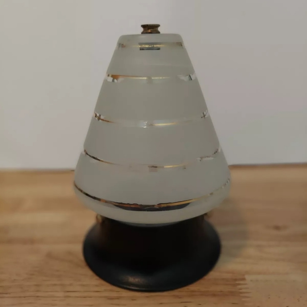 Vintage Art Deco pyramid shape lamp with frosted glass shade